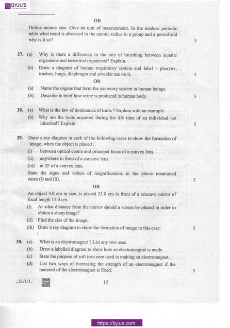 31/1/1 science answer key|CBSE Class 10 Science Question Paper (Solved) PDF Download .